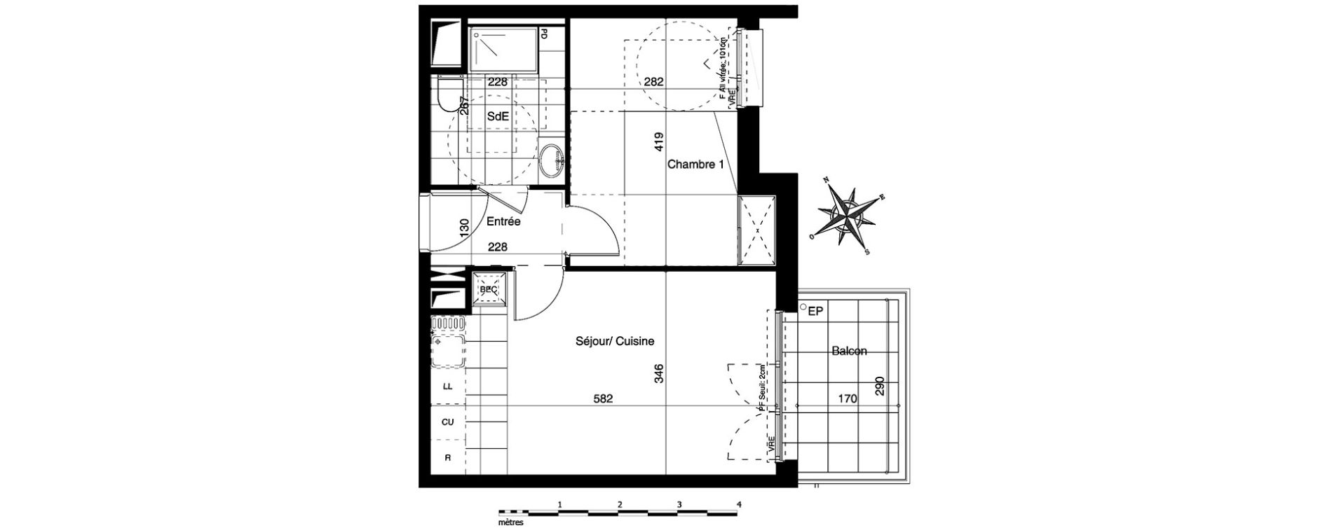 Appartement T2 de 40,65 m2 &agrave; Bezannes Centre