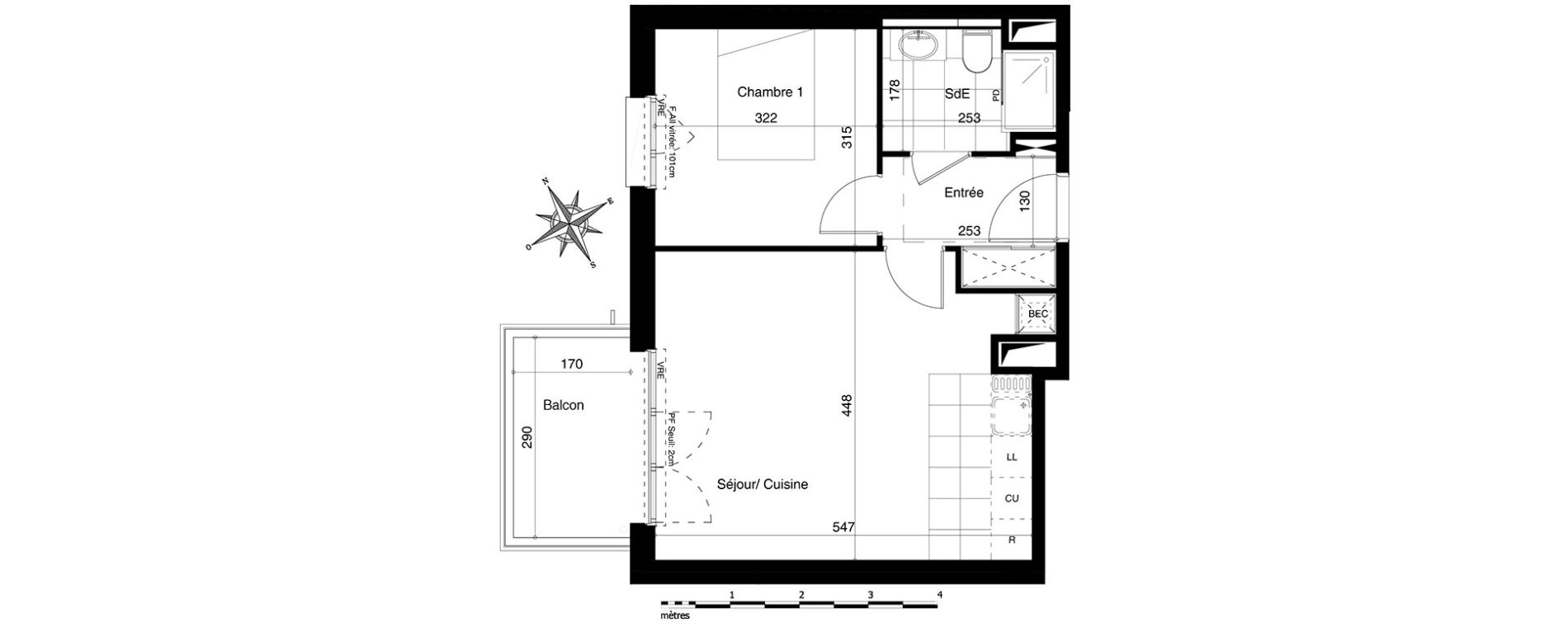Appartement T2 de 42,06 m2 &agrave; Bezannes Centre