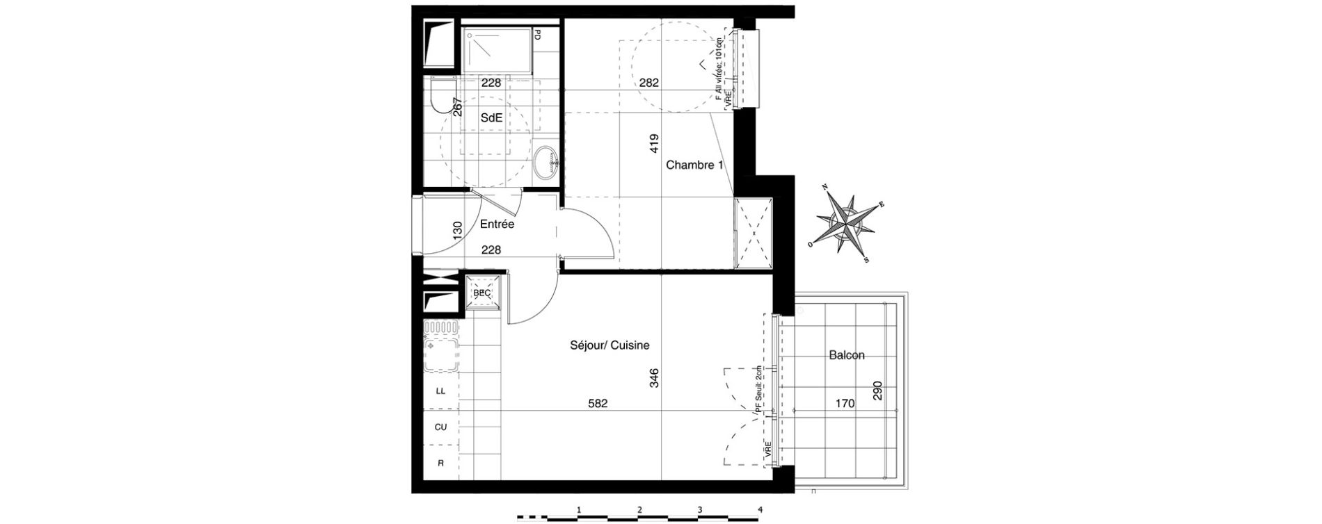 Appartement T2 de 40,65 m2 &agrave; Bezannes Centre