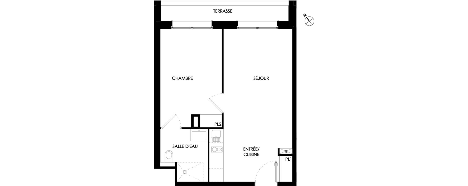 Appartement T2 meubl&eacute; de 40,60 m2 &agrave; Ch&acirc;lons-En-Champagne Centre leon bourgeois