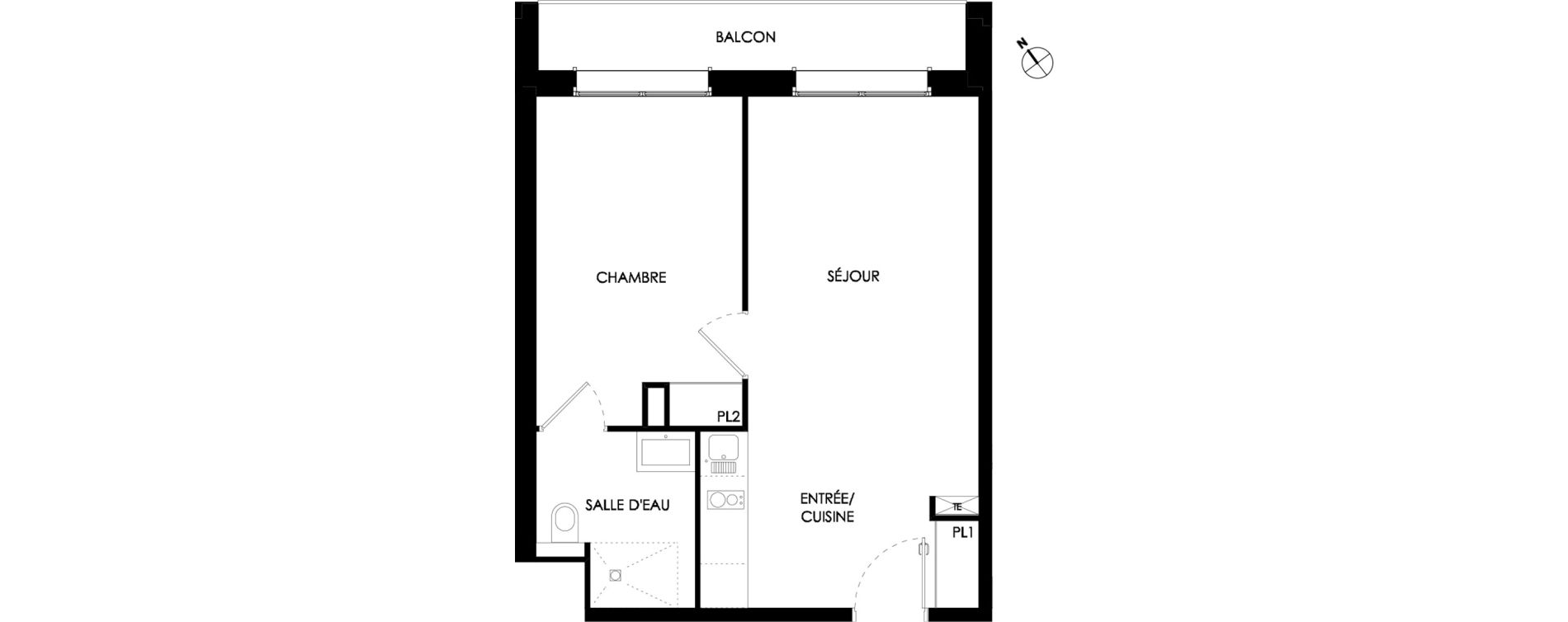 Appartement T2 meubl&eacute; de 40,60 m2 &agrave; Ch&acirc;lons-En-Champagne Centre leon bourgeois