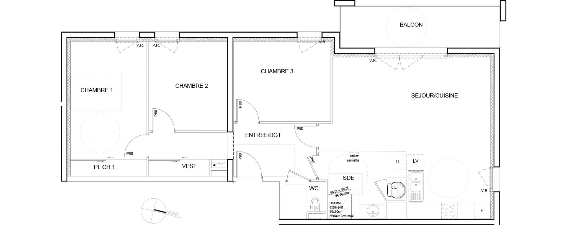 Appartement T4 de 84,05 m2 &agrave; Fagni&egrave;res Centre