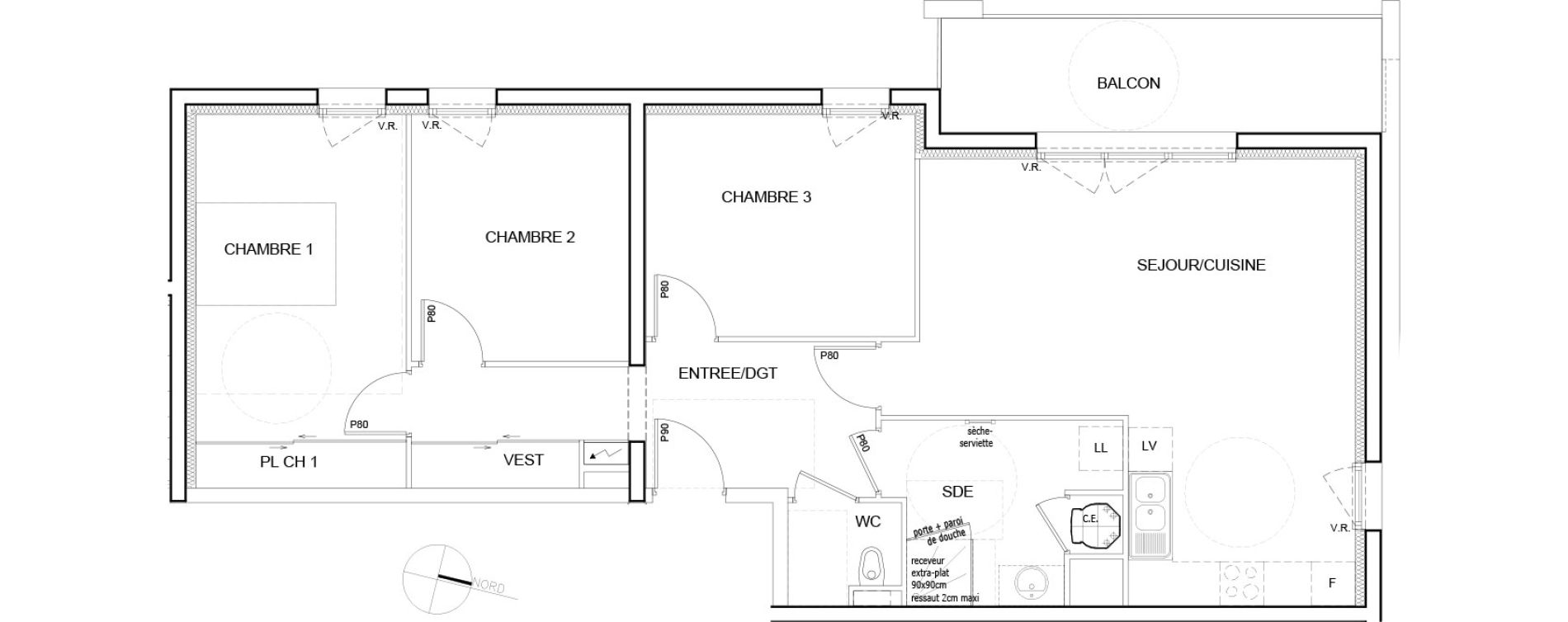 Appartement T4 de 84,05 m2 &agrave; Fagni&egrave;res Centre