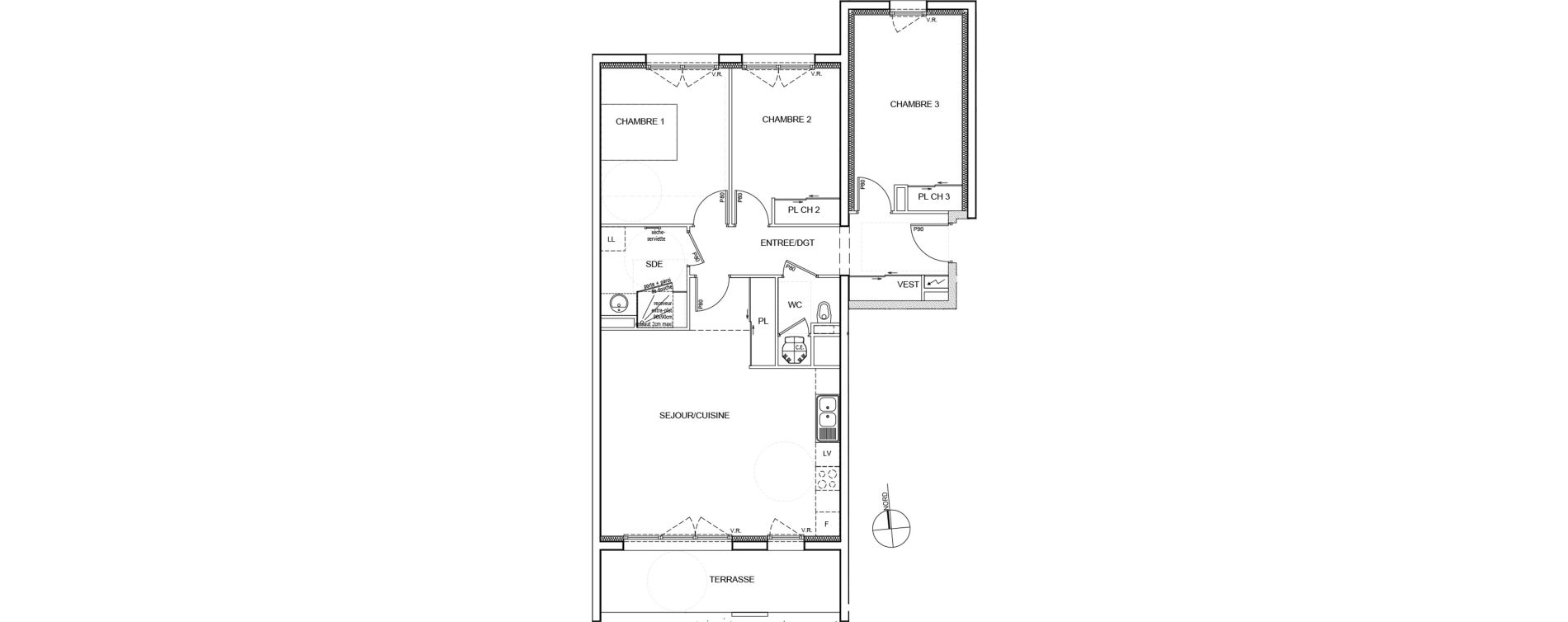 Appartement T4 de 84,35 m2 &agrave; Fagni&egrave;res Centre