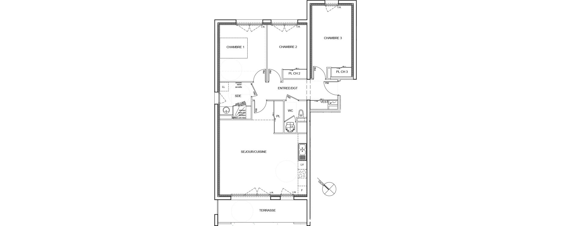 Appartement T4 de 82,95 m2 &agrave; Fagni&egrave;res Centre