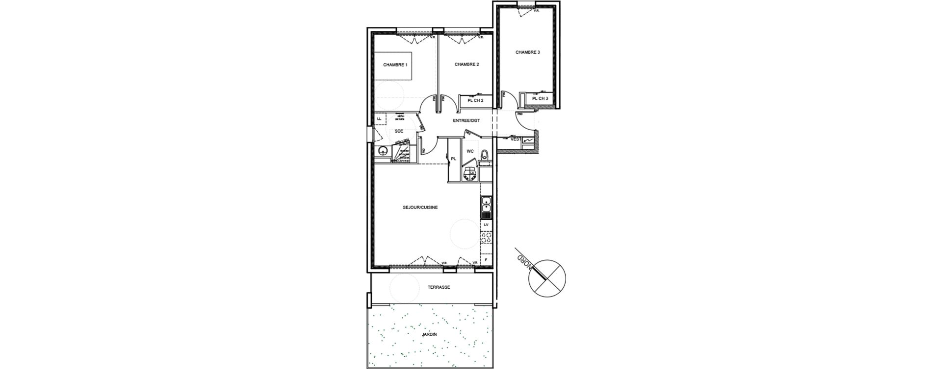 Appartement T4 de 82,95 m2 &agrave; Fagni&egrave;res Centre