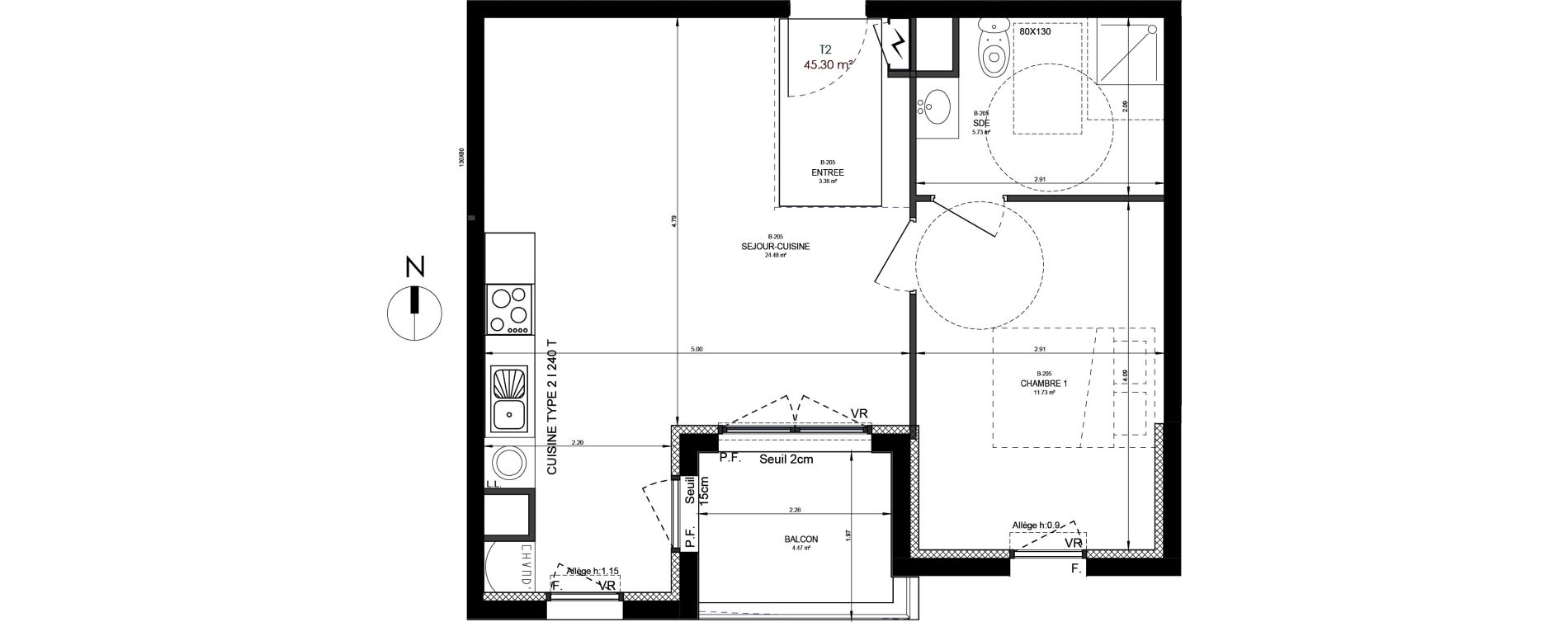 Appartement T2 de 45,30 m2 &agrave; Reims Neufch&acirc;tel