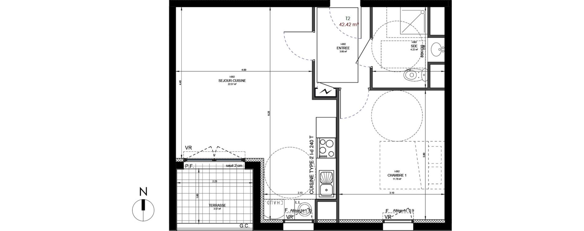 Appartement T2 de 42,42 m2 &agrave; Reims Neufch&acirc;tel