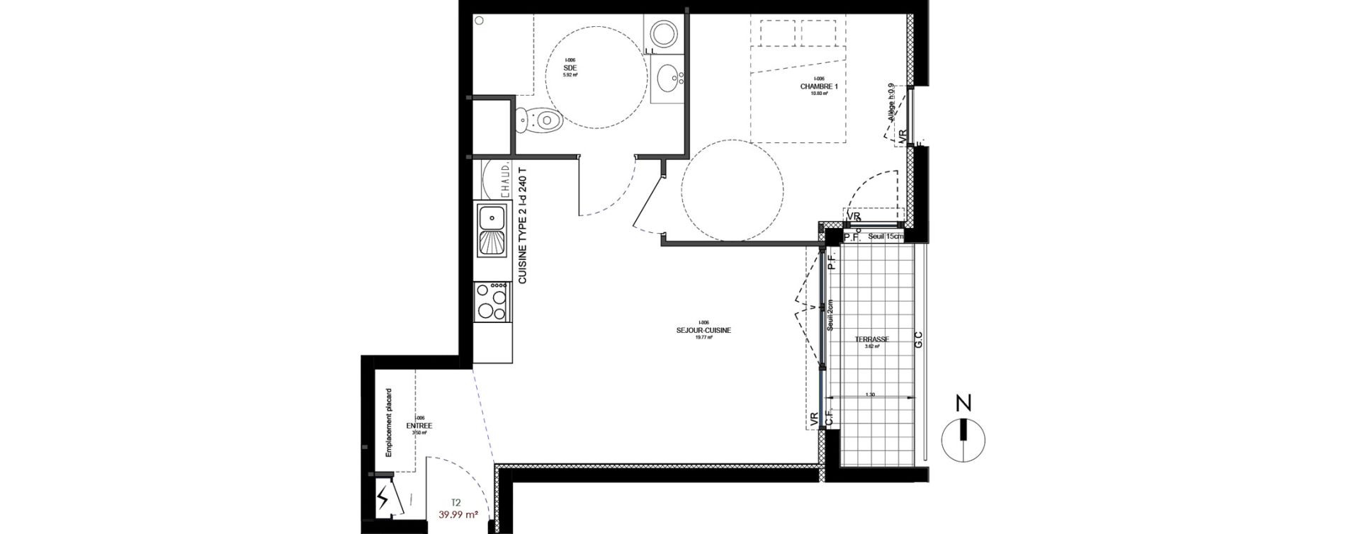 Appartement T2 de 39,99 m2 &agrave; Reims Neufch&acirc;tel