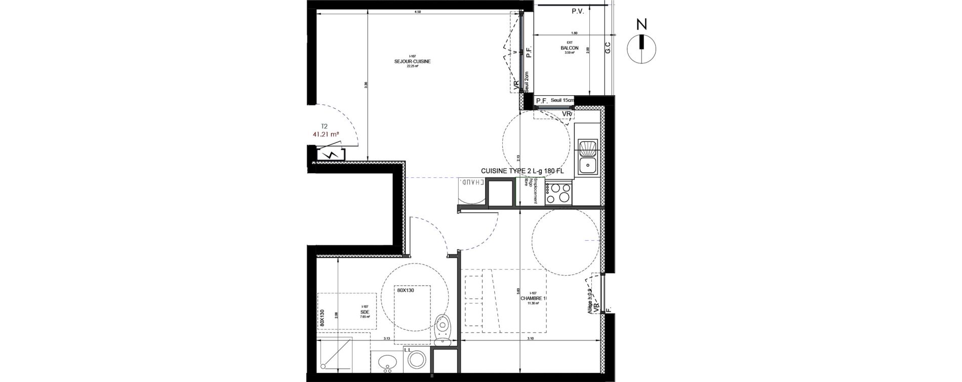 Appartement T2 de 41,21 m2 &agrave; Reims Neufch&acirc;tel