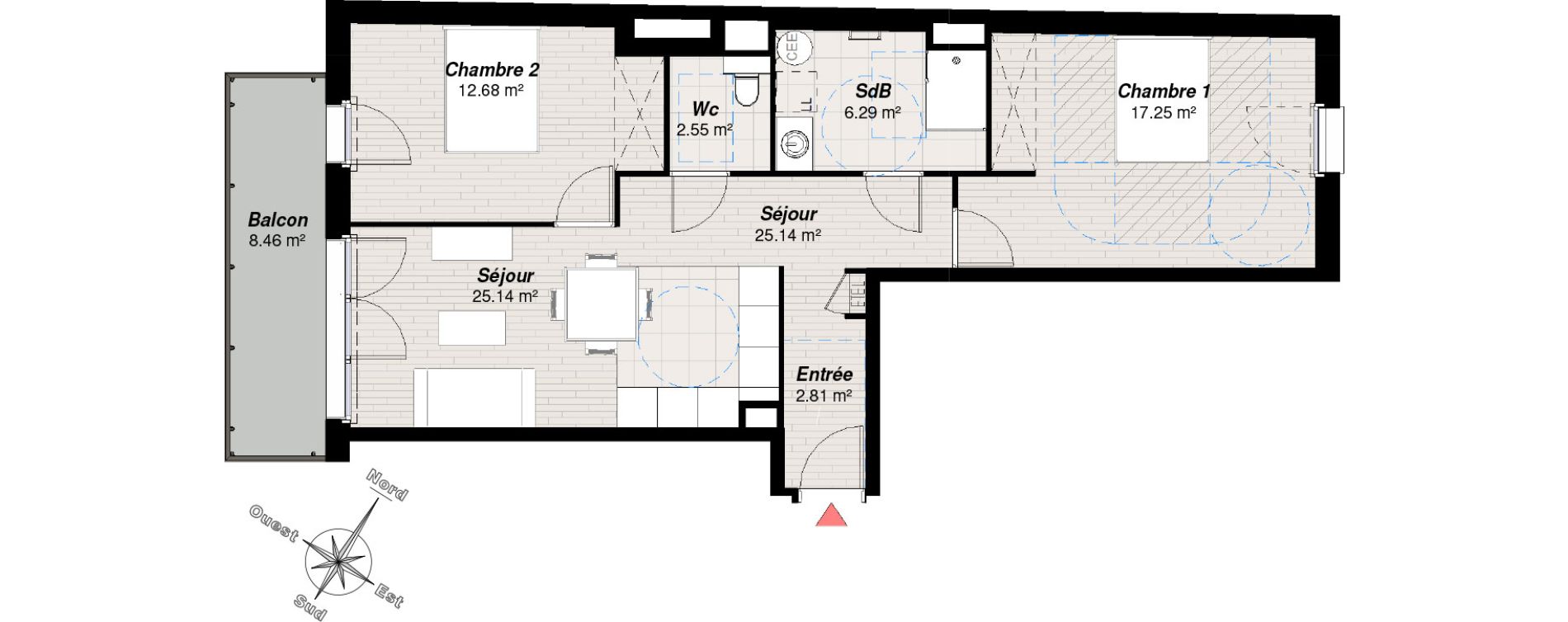 Appartement T3 de 66,72 m2 &agrave; Reims Charles arnould - clairmarais