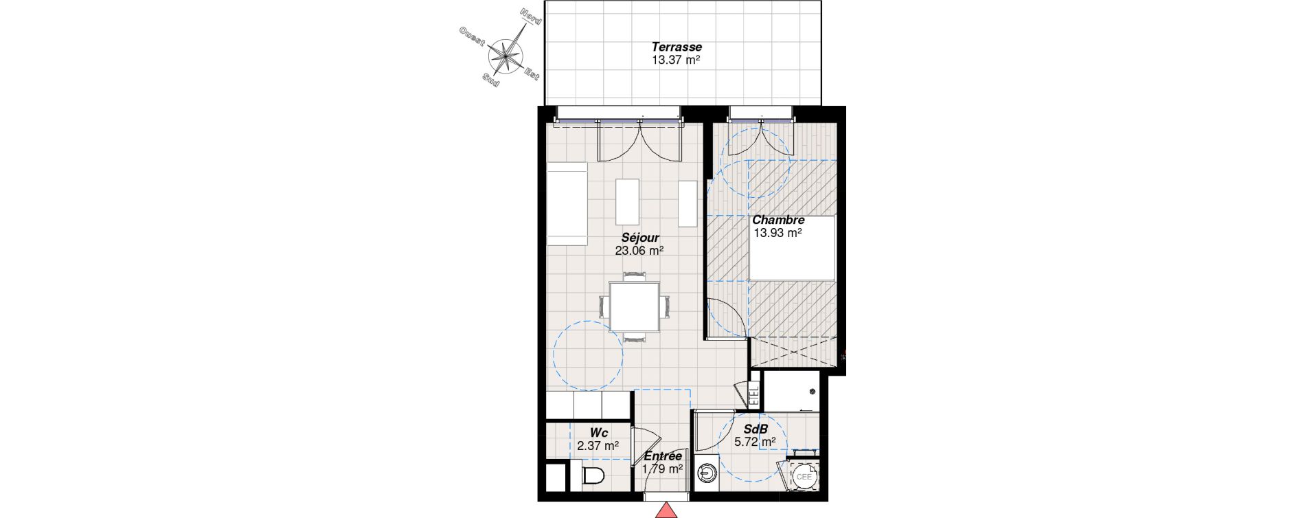 Appartement T2 de 46,87 m2 &agrave; Reims Charles arnould - clairmarais