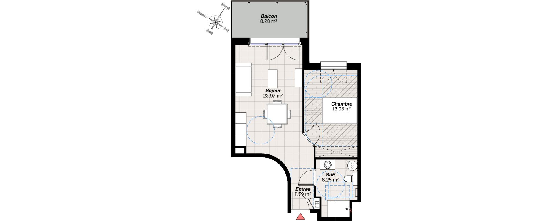 Appartement T2 de 45,04 m2 &agrave; Reims Charles arnould - clairmarais