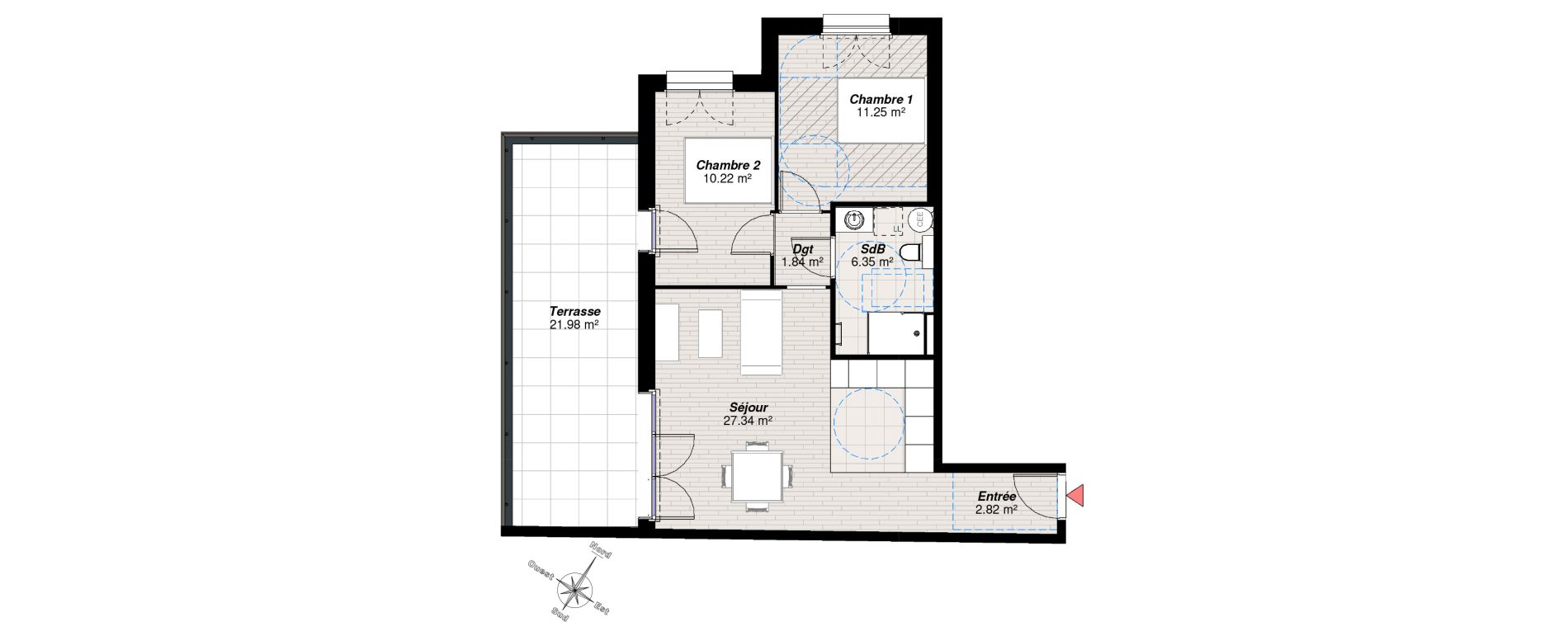 Appartement T3 de 59,82 m2 &agrave; Reims Charles arnould - clairmarais