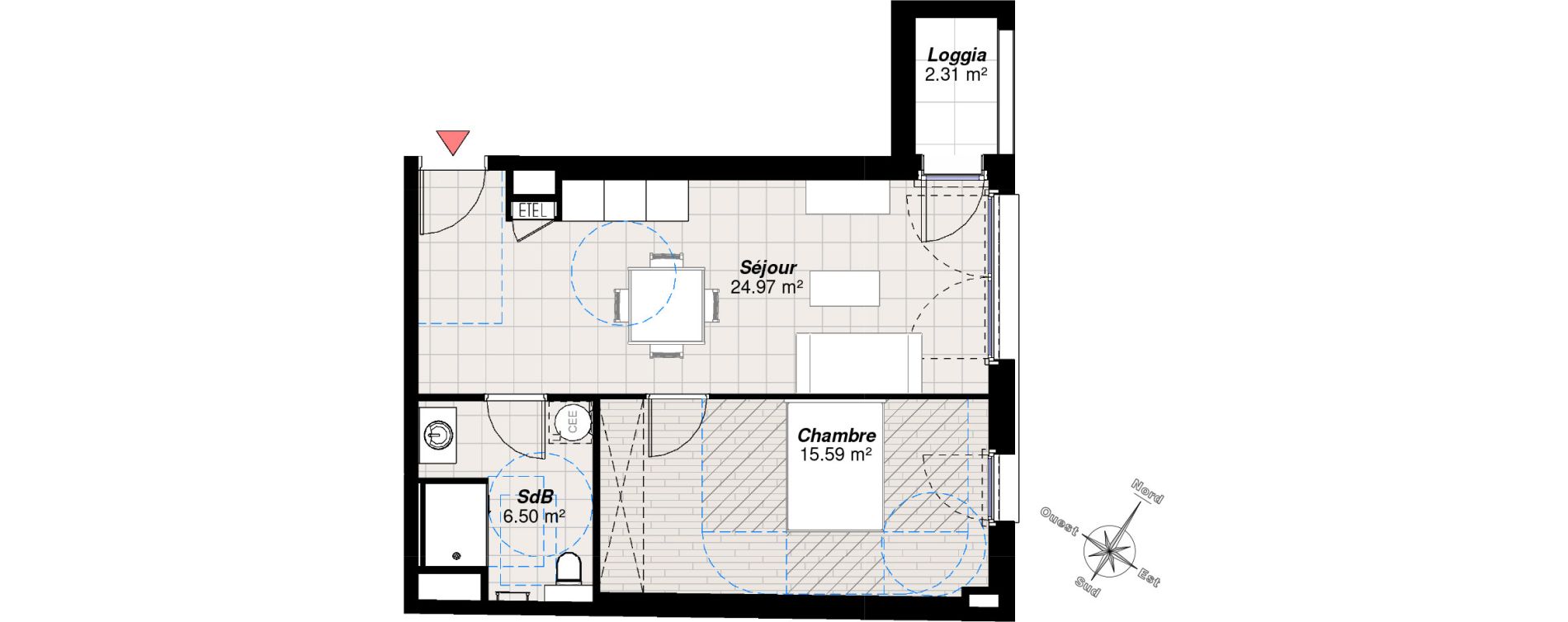 Appartement T2 de 47,06 m2 &agrave; Reims Charles arnould - clairmarais