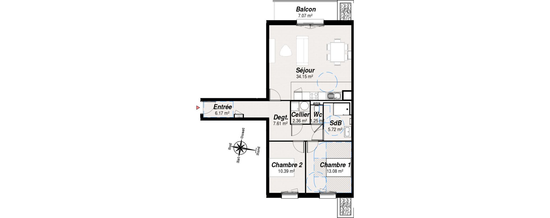 Appartement T4 de 80,73 m2 &agrave; Reims Croix-rouge - hauts de murigny