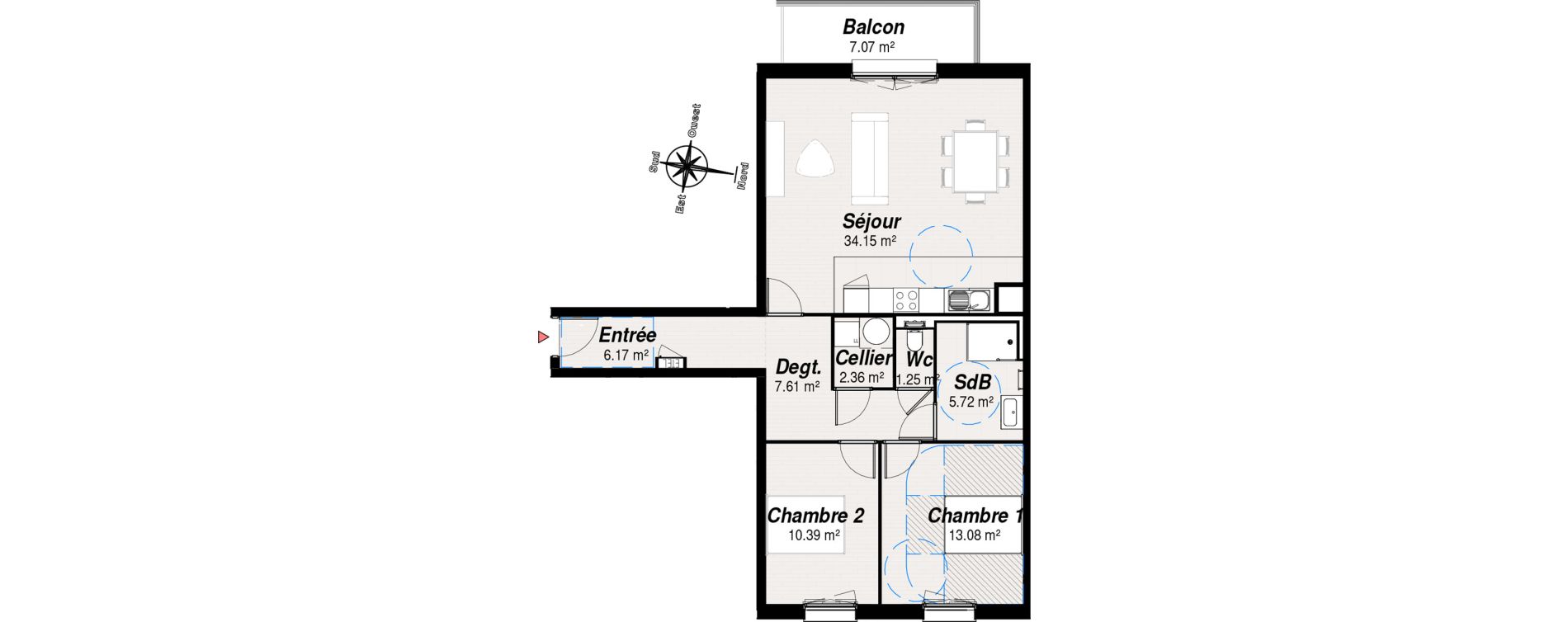 Appartement T4 de 80,73 m2 &agrave; Reims Croix-rouge - hauts de murigny