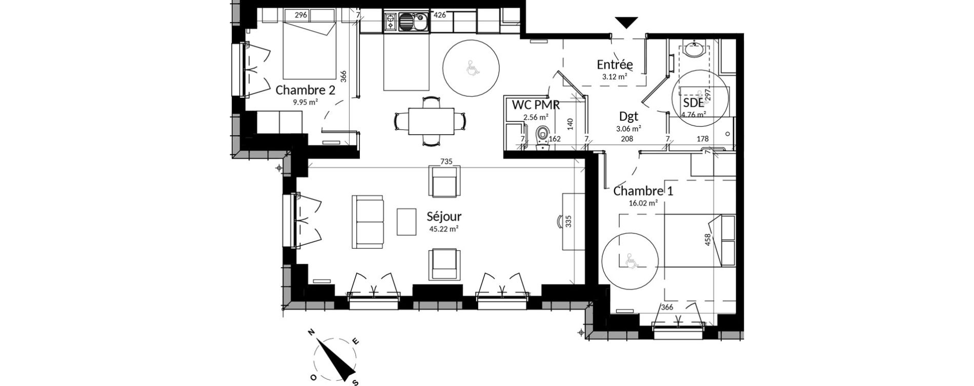 Appartement T3 meubl&eacute; de 84,69 m2 &agrave; Reims Fac de sciences campus