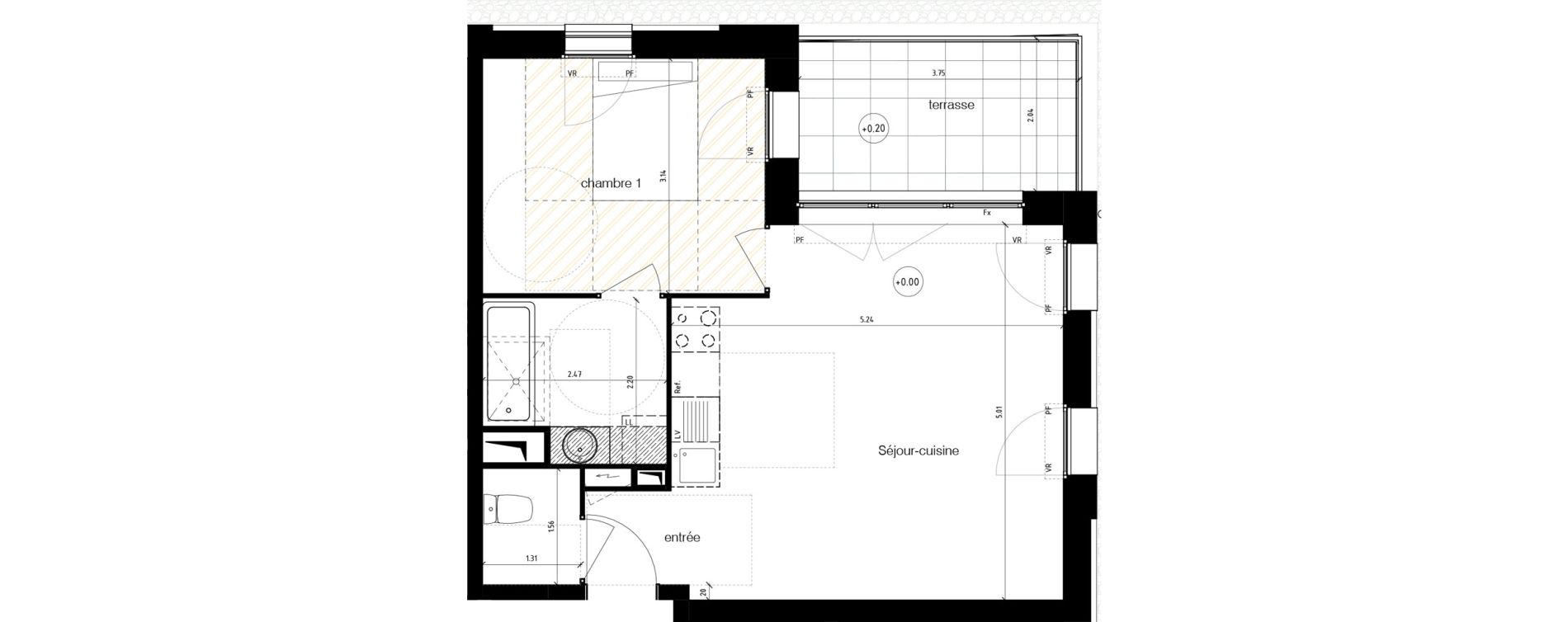 Appartement T2 de 45,35 m2 &agrave; Reims Magasins g&eacute;n&eacute;raux