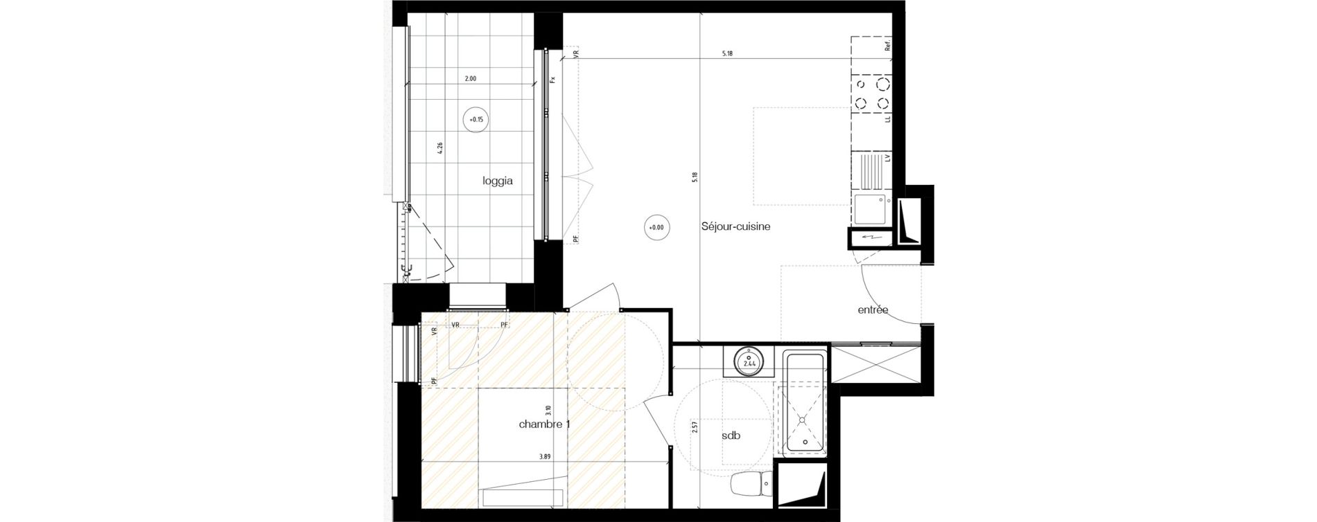 Appartement T2 de 44,90 m2 &agrave; Reims Magasins g&eacute;n&eacute;raux