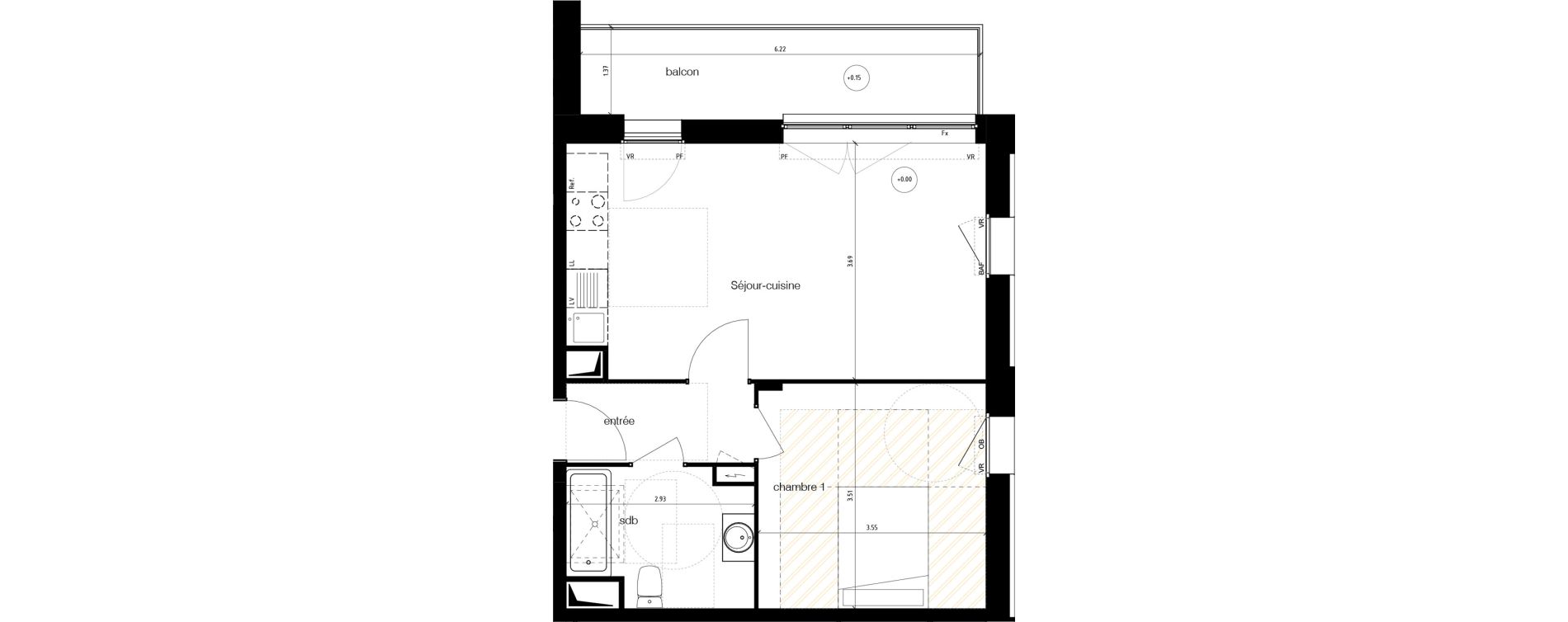 Appartement T2 de 45,70 m2 &agrave; Reims Magasins g&eacute;n&eacute;raux