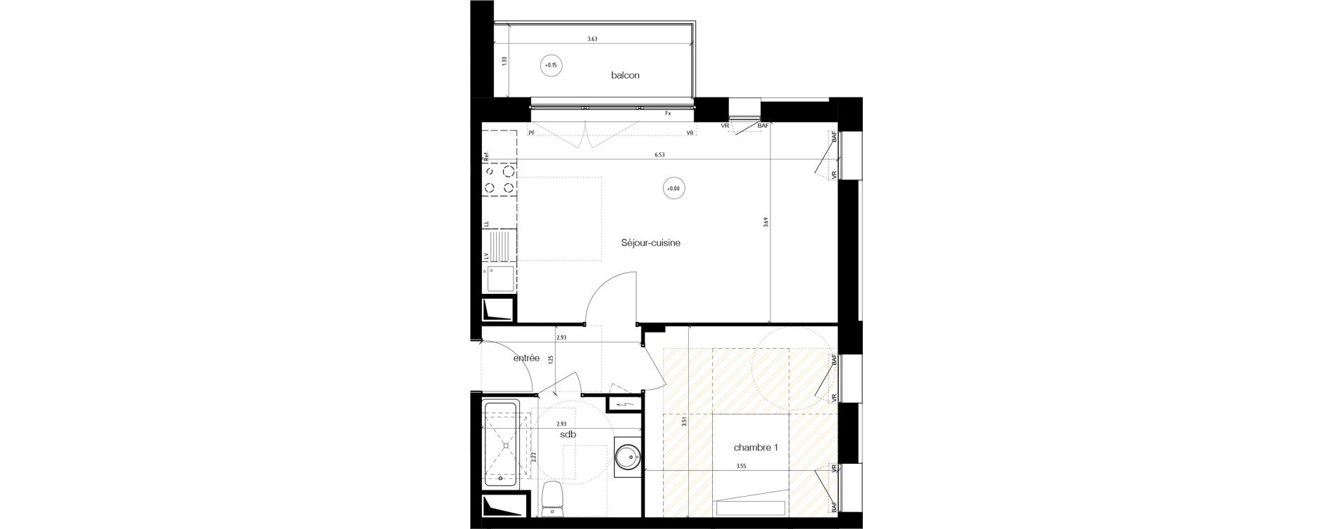 Appartement T2 de 45,70 m2 &agrave; Reims Magasins g&eacute;n&eacute;raux