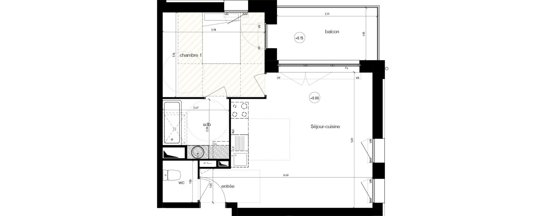 Appartement T2 de 45,45 m2 &agrave; Reims Magasins g&eacute;n&eacute;raux