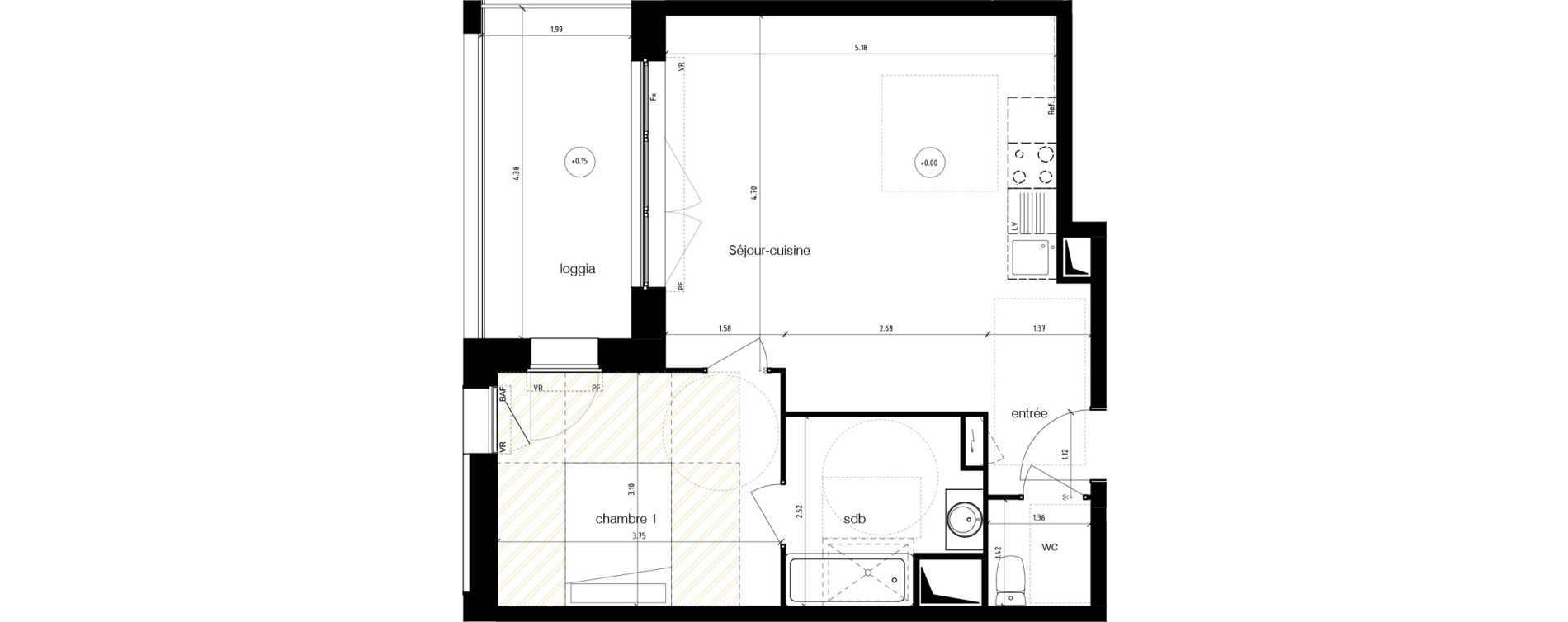 Appartement T2 de 47,90 m2 &agrave; Reims Magasins g&eacute;n&eacute;raux