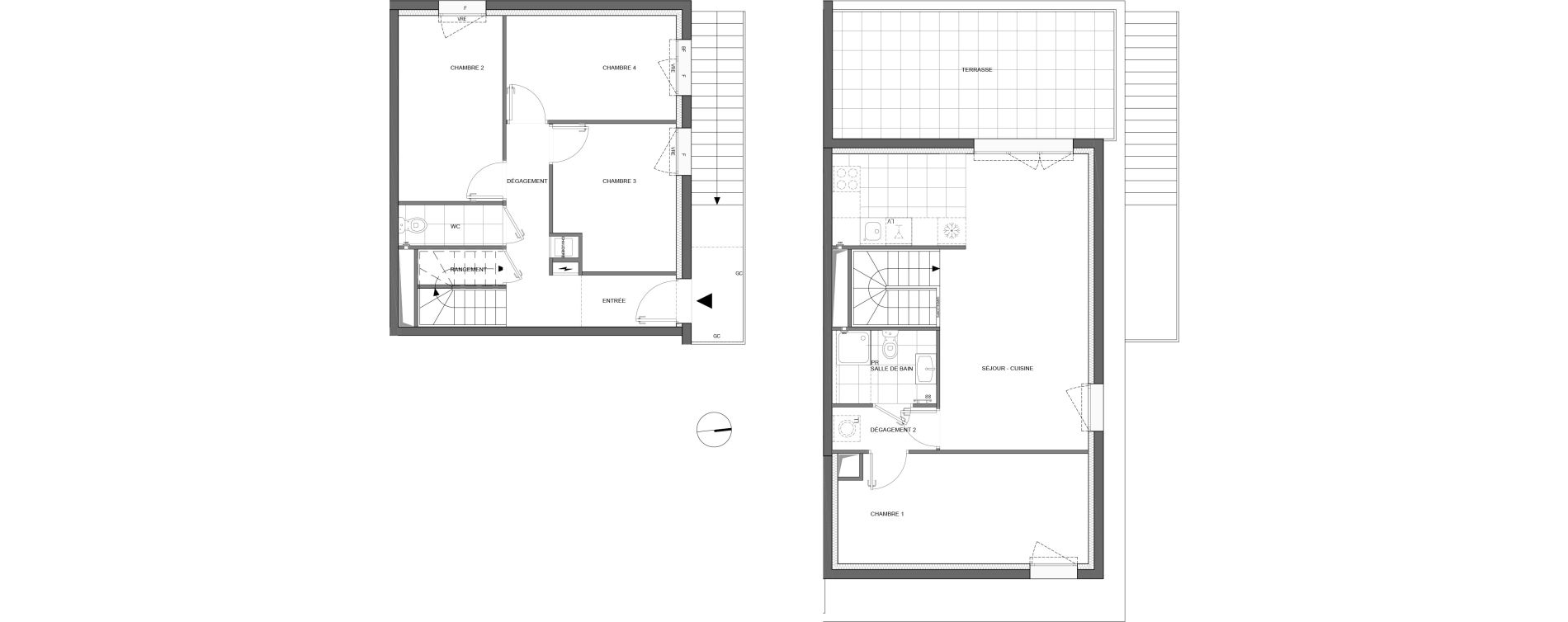 Duplex T5 de 91,60 m2 &agrave; Reims Laon-zola - neufch&acirc;tel - orgeval