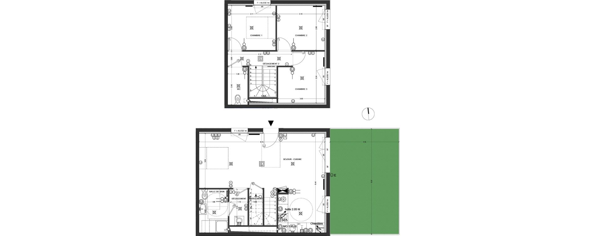 Duplex T4 de 82,20 m2 &agrave; Reims Laon-zola - neufch&acirc;tel - orgeval