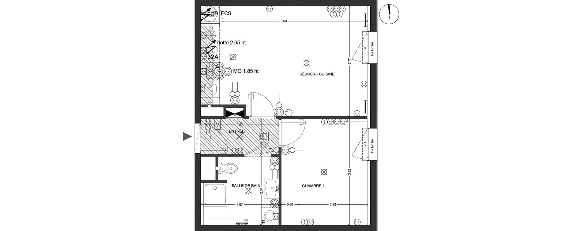 Appartement T2 de 40,40 m2 &agrave; Reims Laon-zola - neufch&acirc;tel - orgeval