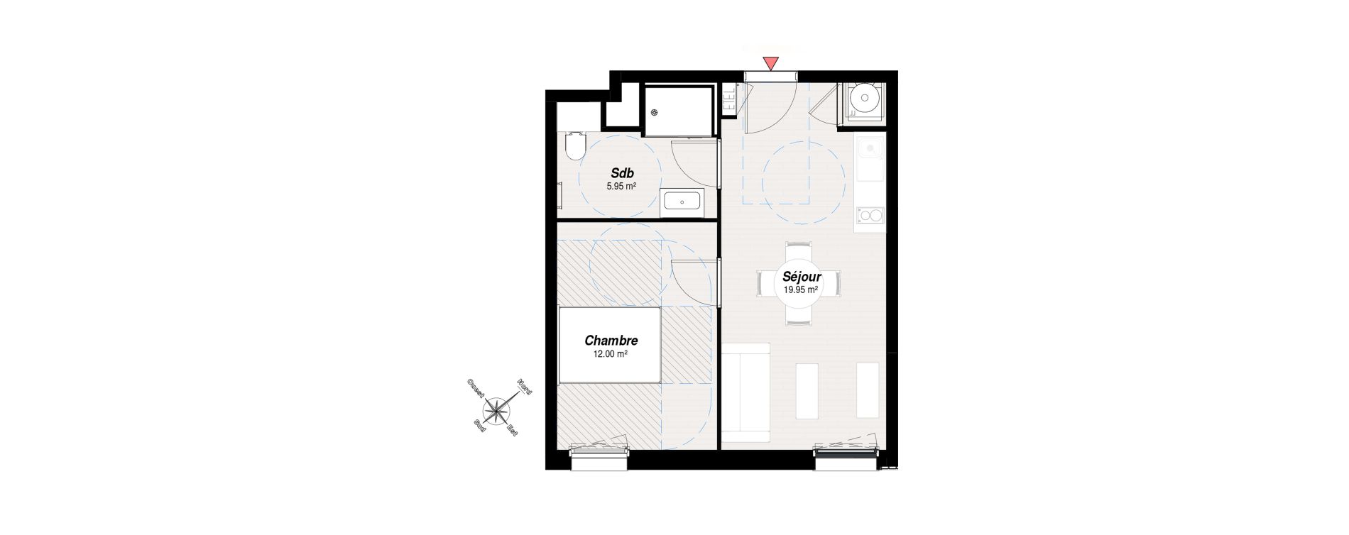 Appartement T2 de 37,90 m2 &agrave; Reims Maison blanche - sainte anne - wilson