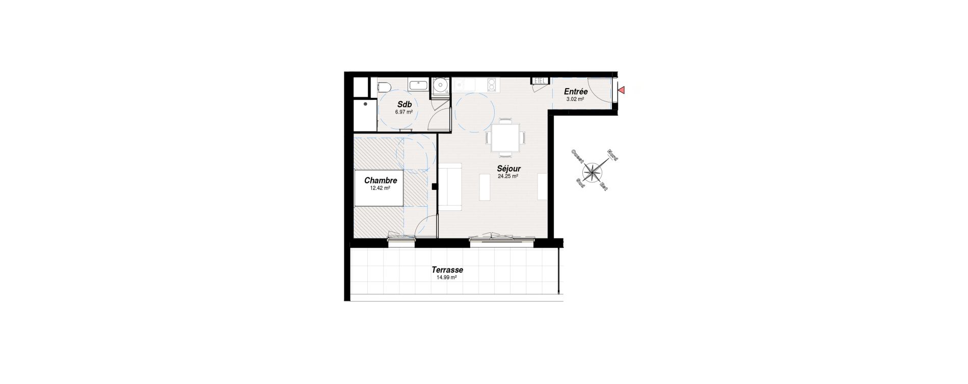 Appartement T2 de 46,66 m2 &agrave; Reims Maison blanche - sainte anne - wilson