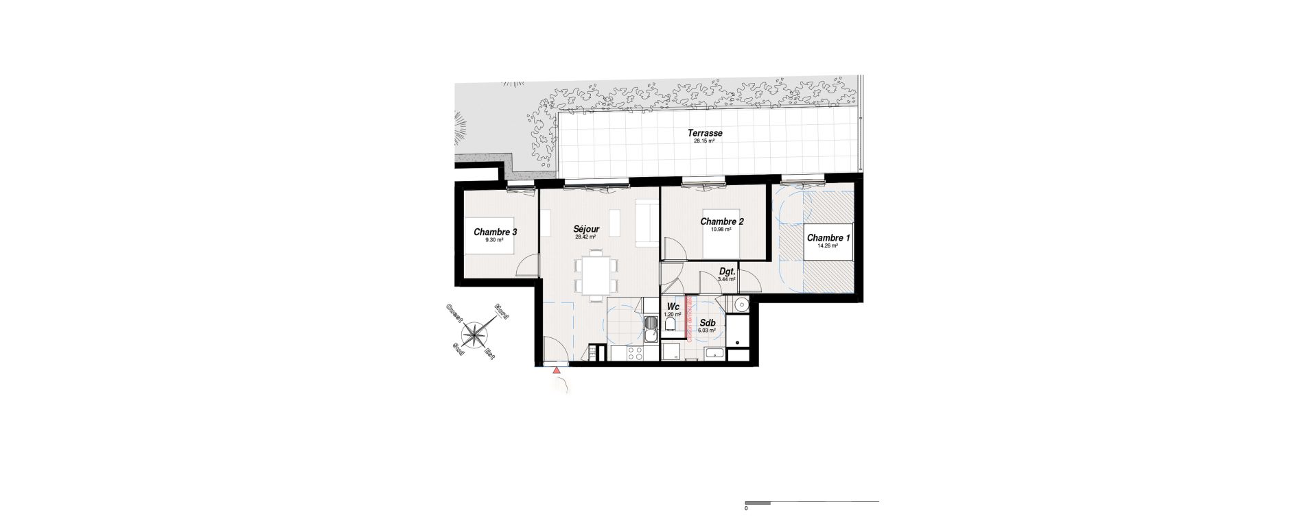 Appartement T4 de 73,63 m2 &agrave; Reims Maison blanche - sainte anne - wilson