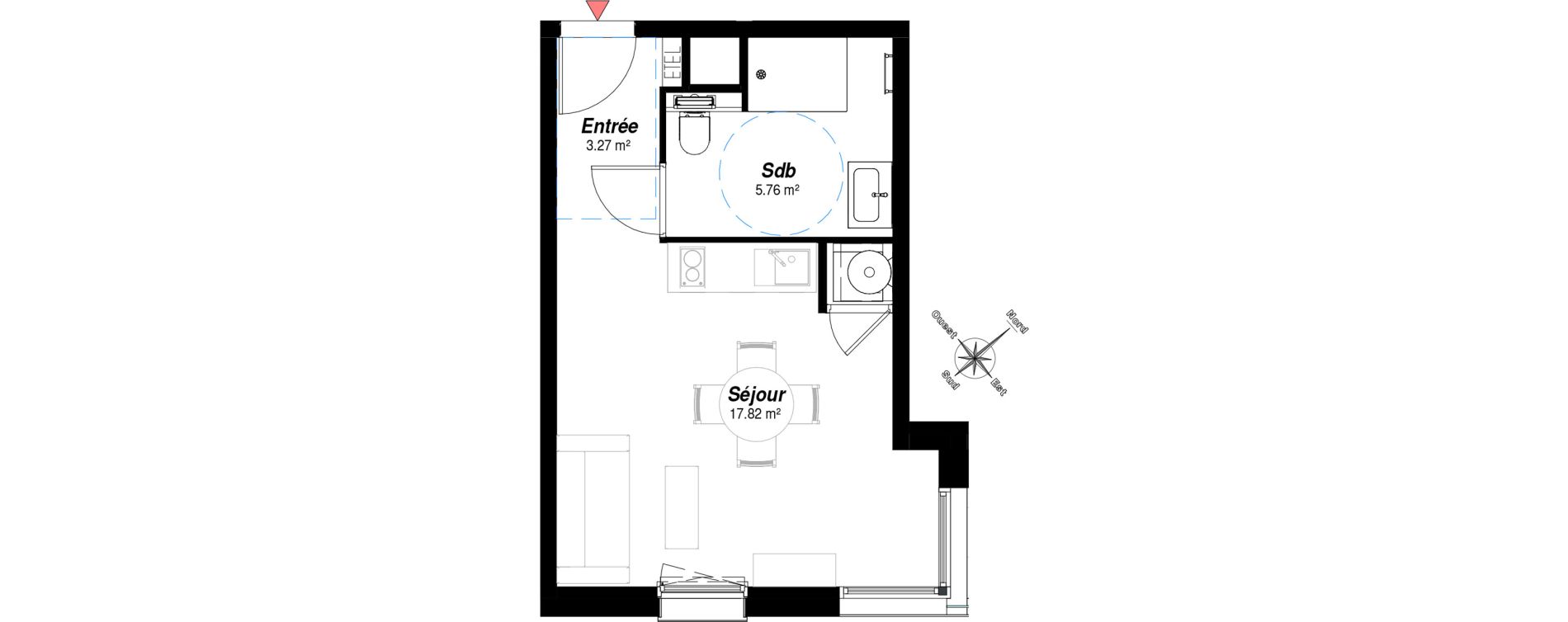 Appartement T1 de 26,85 m2 &agrave; Reims Maison blanche - sainte anne - wilson