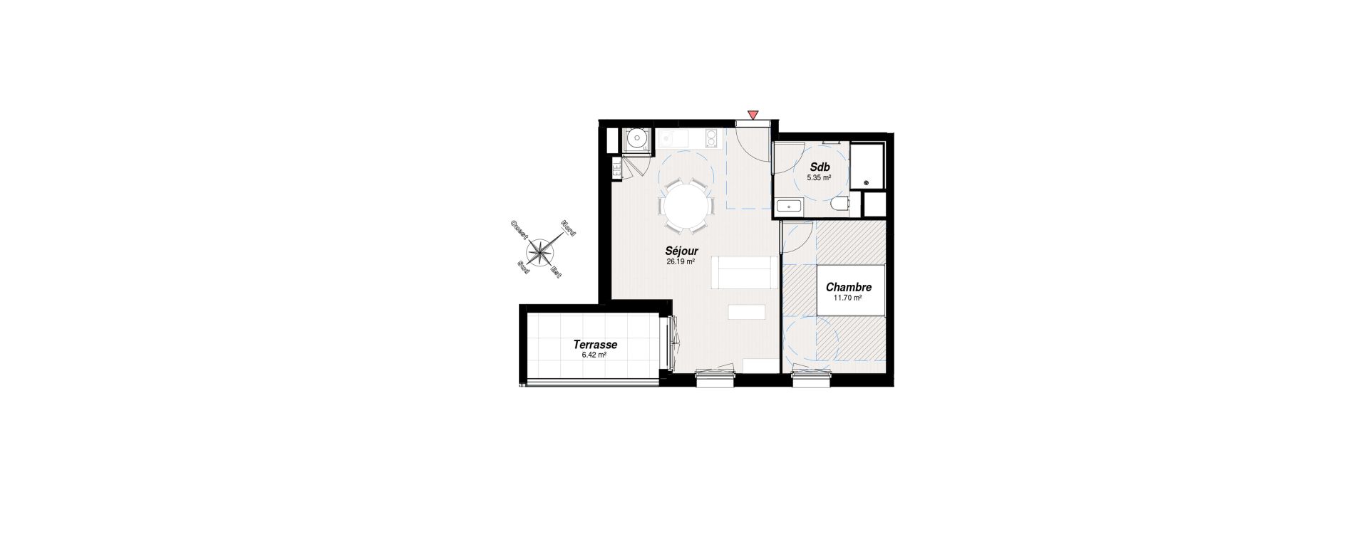 Appartement T2 de 43,24 m2 &agrave; Reims Maison blanche - sainte anne - wilson