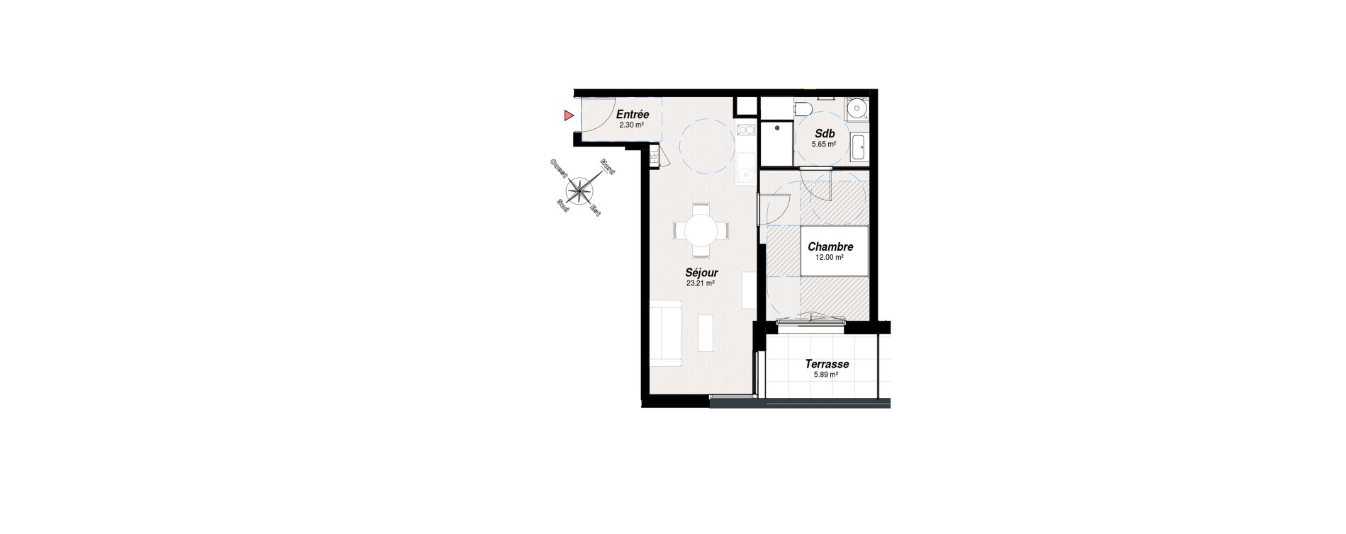 Appartement T2 de 43,16 m2 &agrave; Reims Maison blanche - sainte anne - wilson