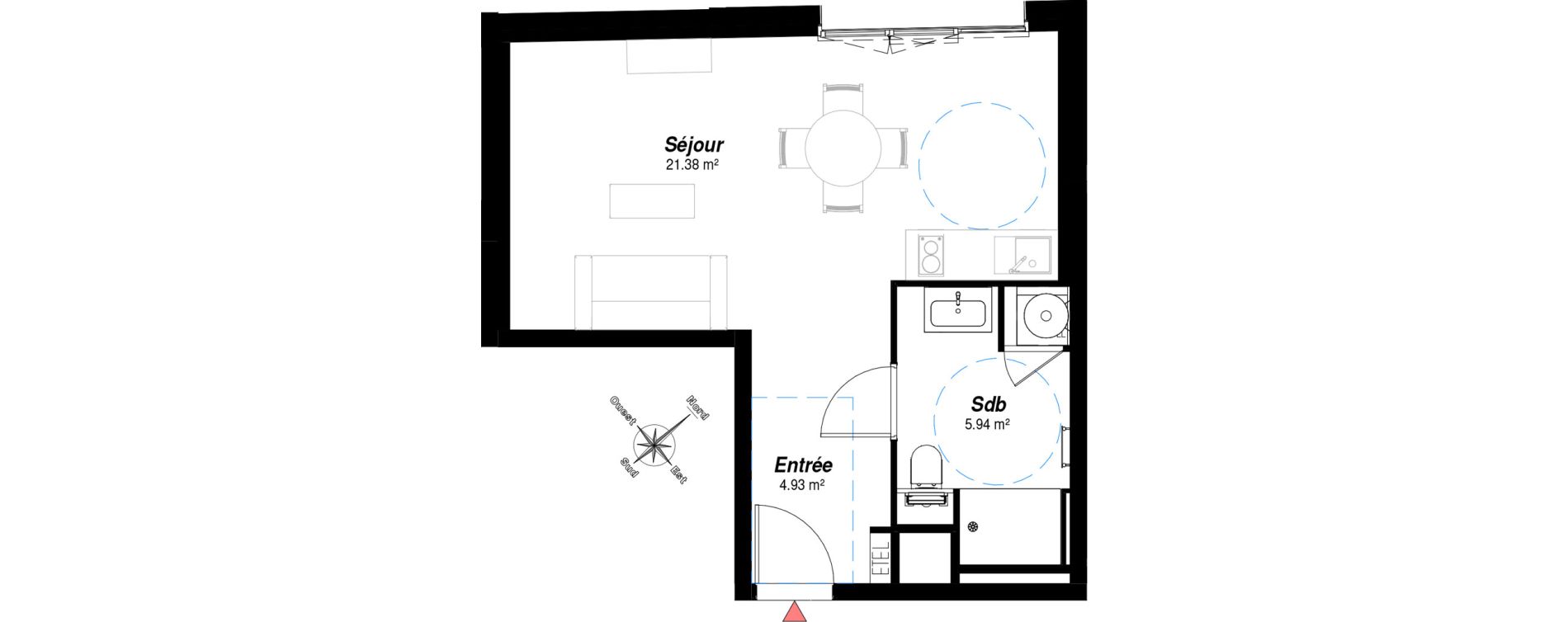Appartement T1 de 32,25 m2 &agrave; Reims Maison blanche - sainte anne - wilson