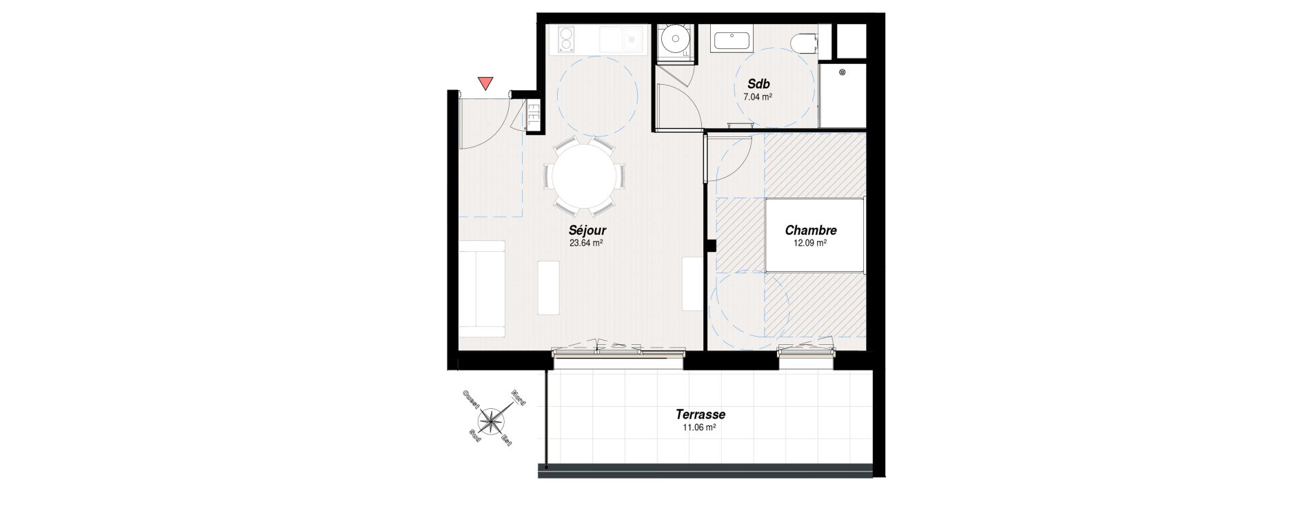 Appartement T2 de 42,77 m2 &agrave; Reims Maison blanche - sainte anne - wilson