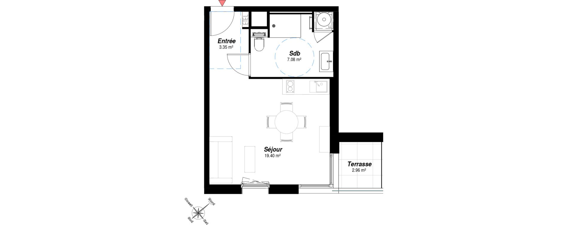 Appartement T1 de 29,83 m2 &agrave; Reims Maison blanche - sainte anne - wilson