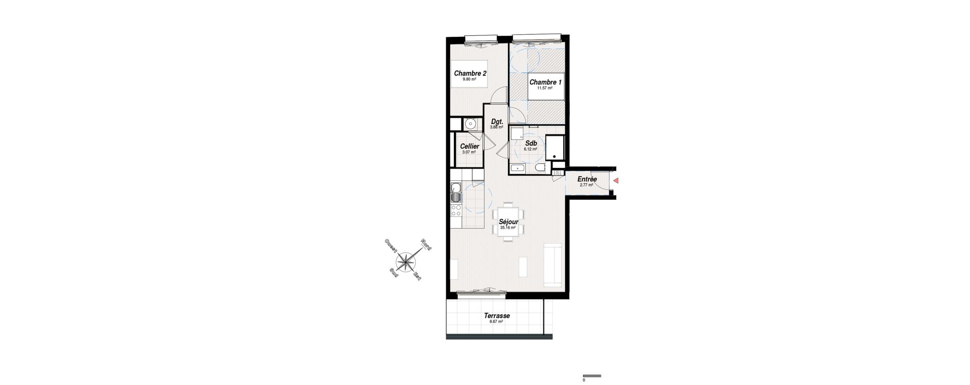 Appartement T3 de 72,37 m2 &agrave; Reims Maison blanche - sainte anne - wilson
