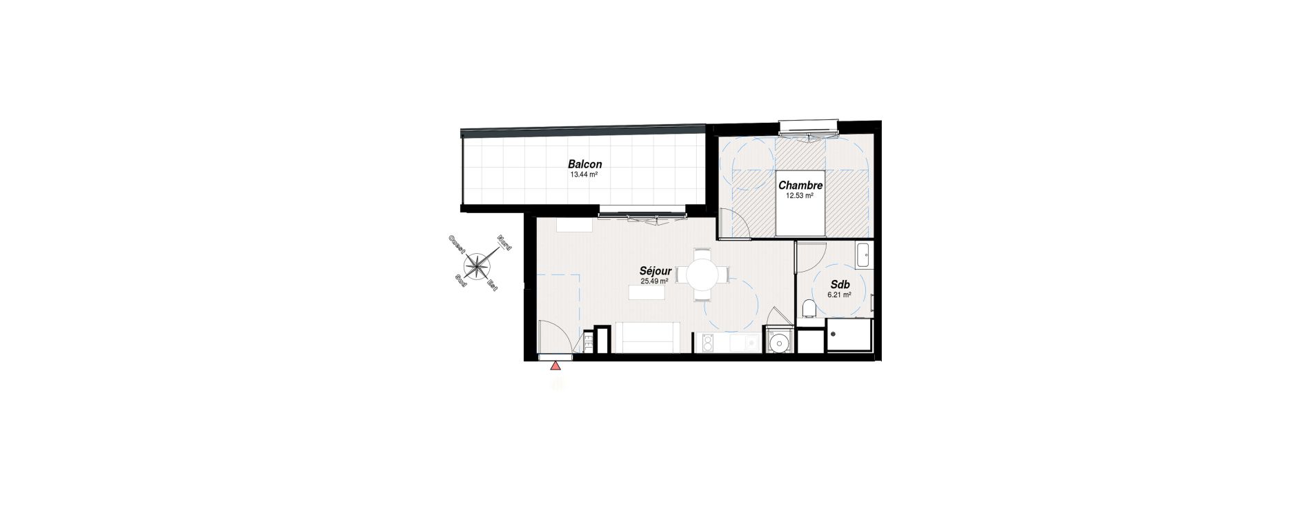 Appartement T2 de 44,23 m2 &agrave; Reims Maison blanche - sainte anne - wilson