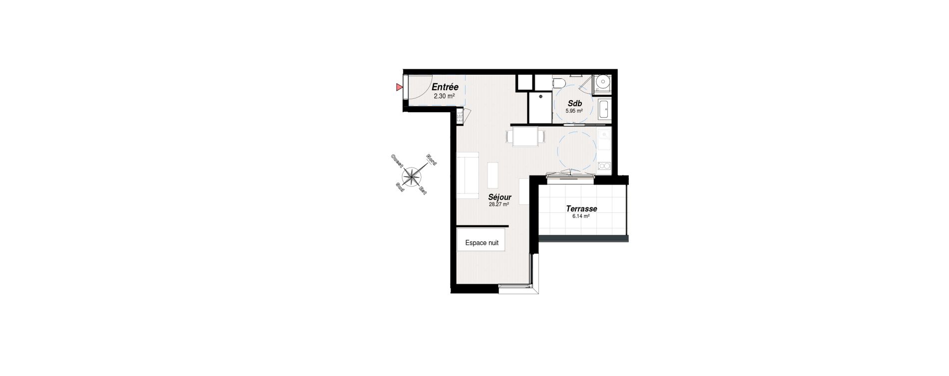 Appartement T1 de 36,52 m2 &agrave; Reims Maison blanche - sainte anne - wilson