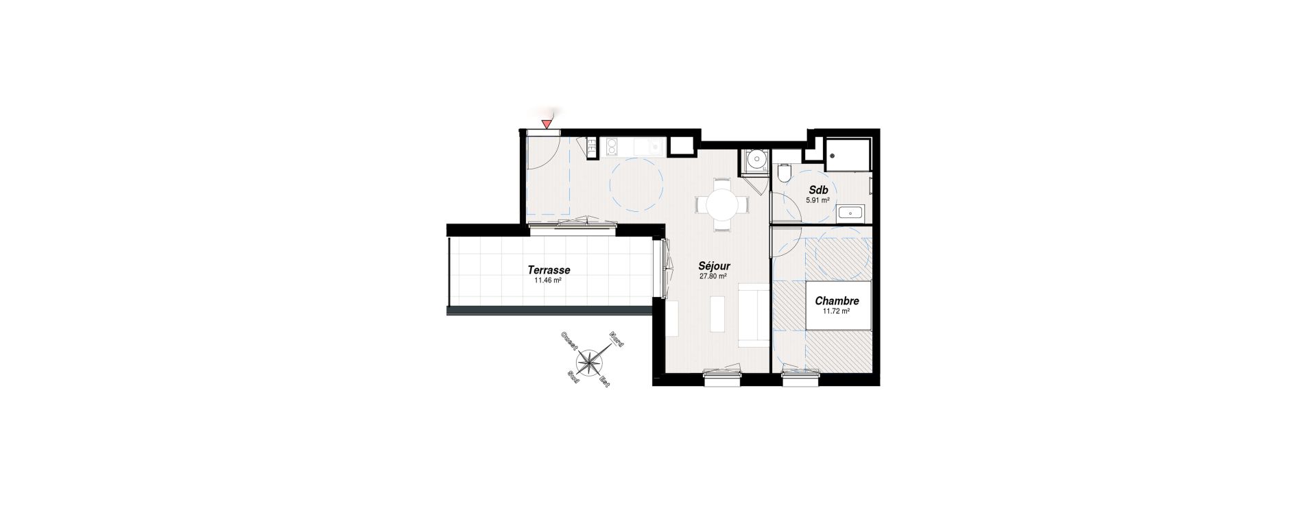 Appartement T2 de 45,43 m2 &agrave; Reims Maison blanche - sainte anne - wilson