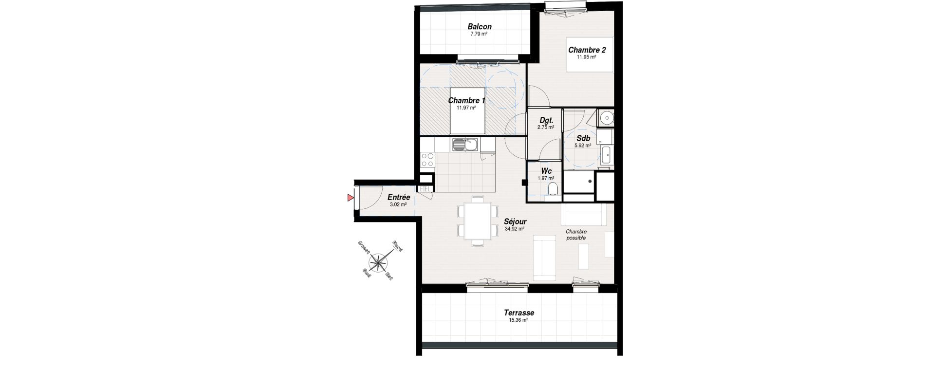 Appartement T3 de 72,50 m2 &agrave; Reims Maison blanche - sainte anne - wilson