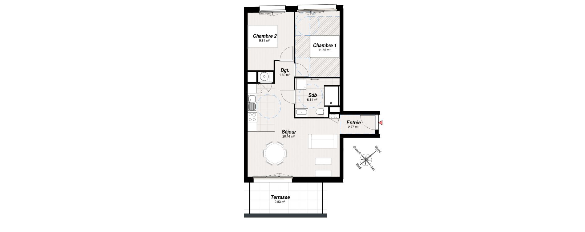 Appartement T3 de 60,37 m2 &agrave; Reims Maison blanche - sainte anne - wilson