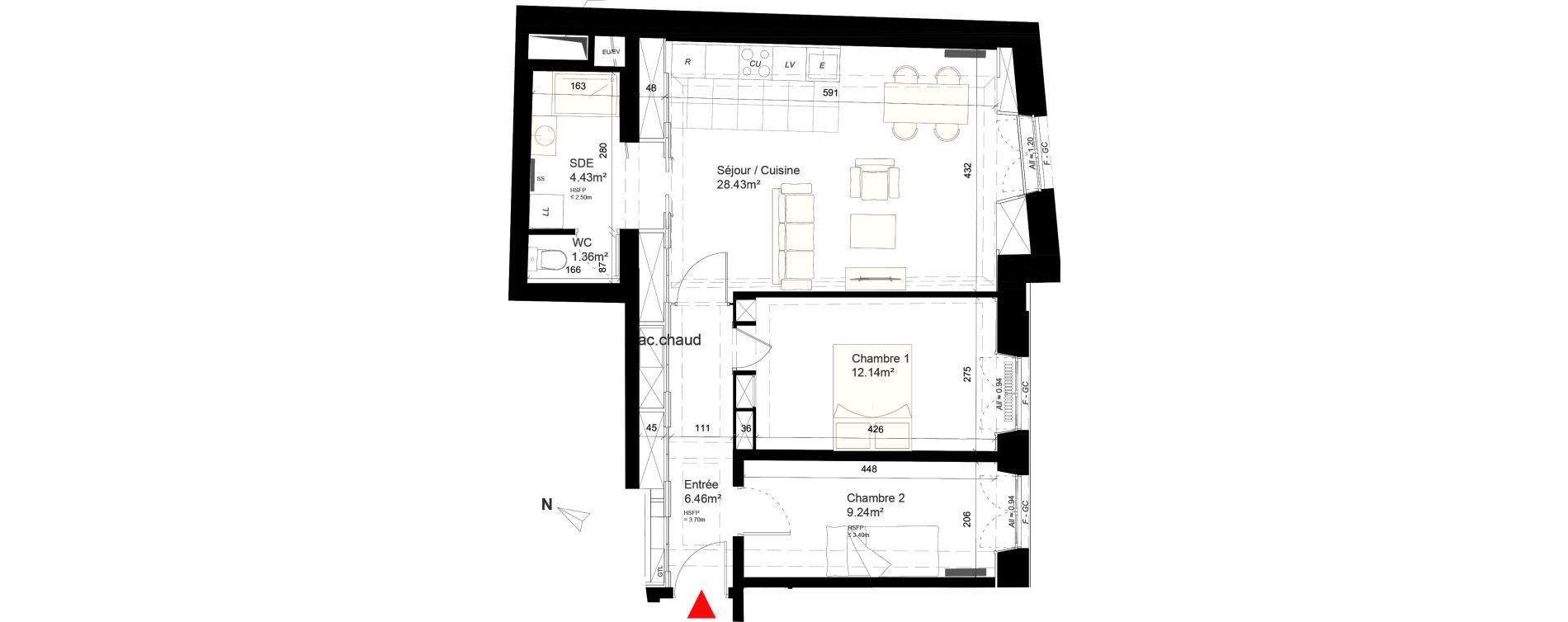 Appartement T3 de 62,06 m2 &agrave; Reims Cath&eacute;drale