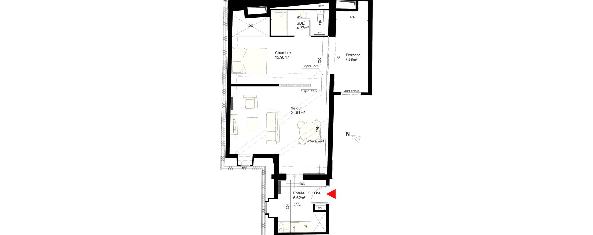 Appartement T2 de 48,66 m2 &agrave; Reims Cath&eacute;drale