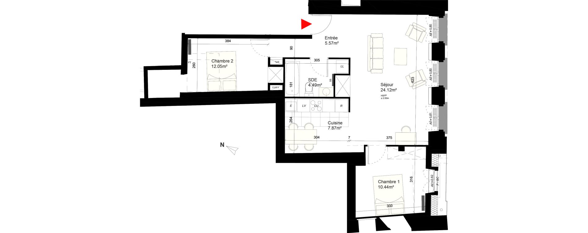 Appartement T3 de 64,54 m2 &agrave; Reims Cath&eacute;drale