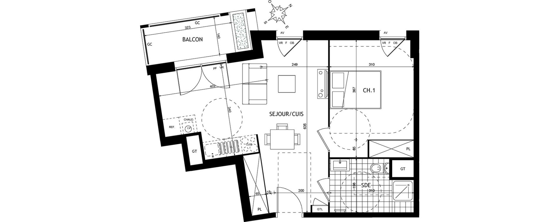 Appartement T2 de 46,50 m2 &agrave; Reims Reims centre-ville